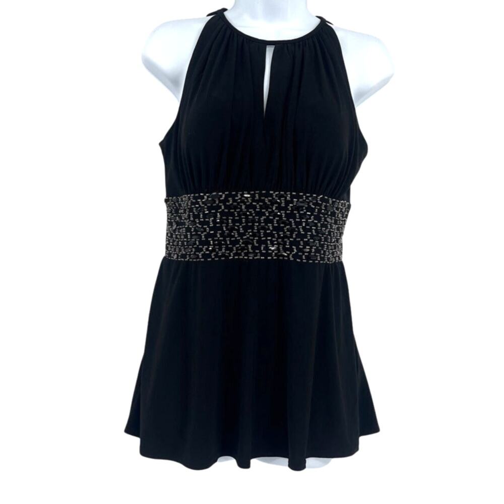 R&M Richards Beaded Halter Top Sz 6P Whimsigoth Cocktail Holiday Y2K Babydoll